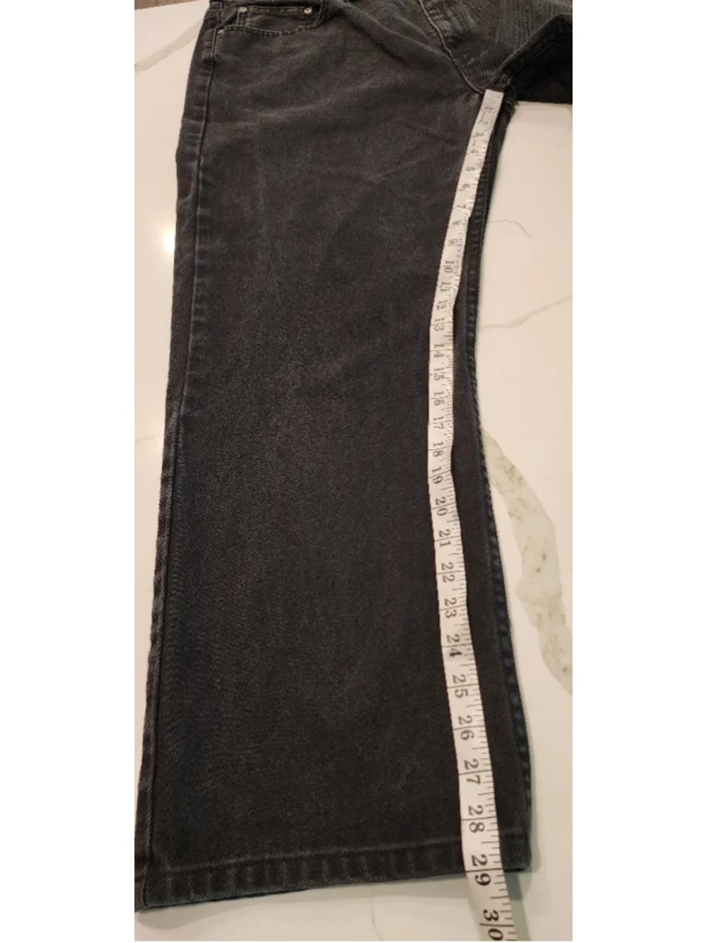 George Men's Black Regular Fit Straight Leg Jeans 40x30 100% Cotton Denim